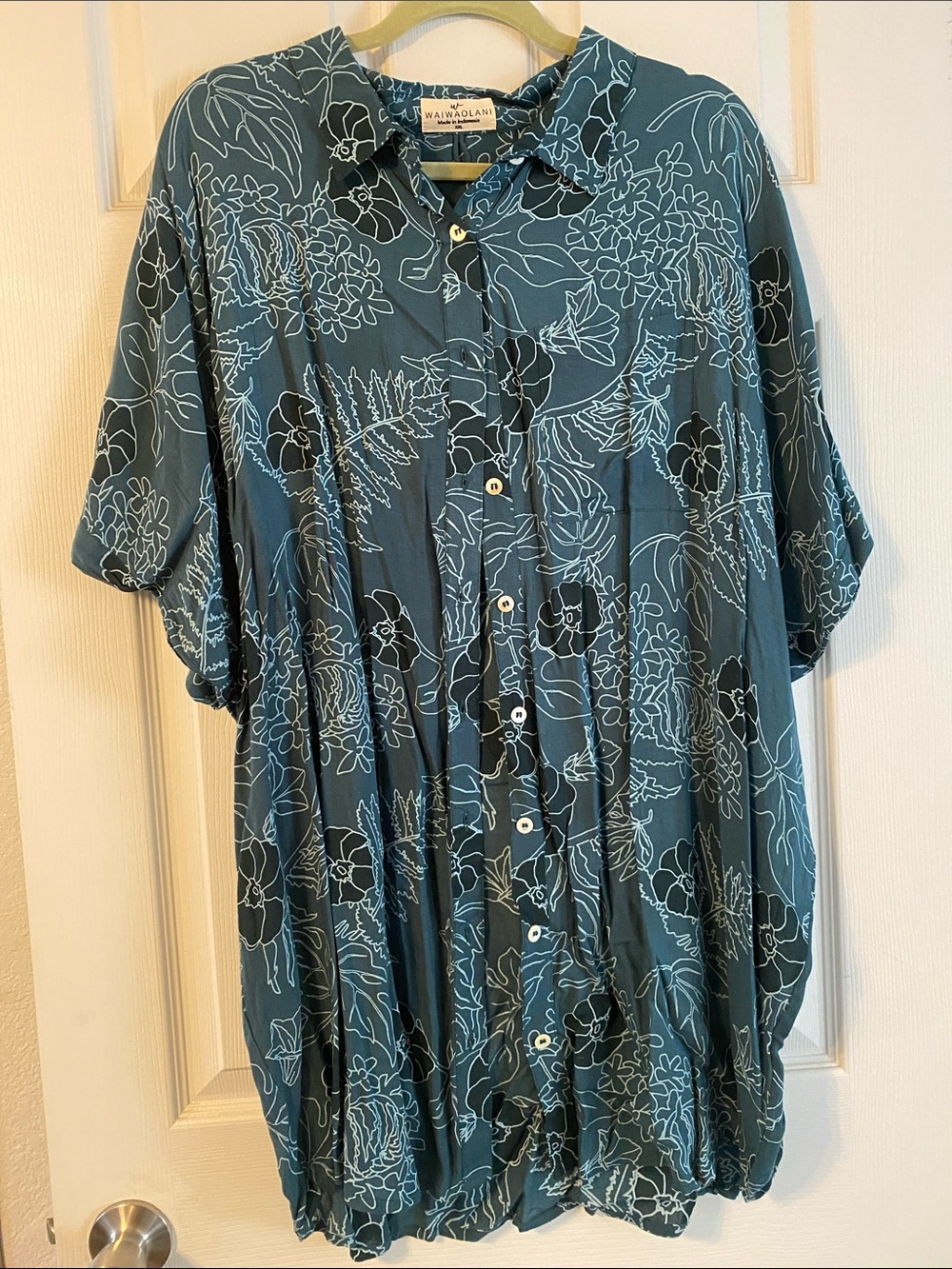 Waiwaolani Teal/Blue Button Down Charlie Dress